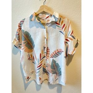 100%Linen Cynthia Rowley Boxy Blouse